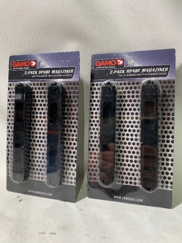 lot 169 image: 2 New 2-Pack Gamo Spare Pistol Magazines