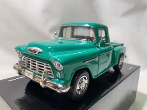 lot 60 image: New Vintage 1955 Chevy Stepside Truck Die Cast Replica Model, Teal