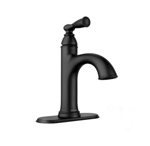lot 6 image: New Moen Banbury Single Hole Single-Handle Bathroom Faucet, Matte Black