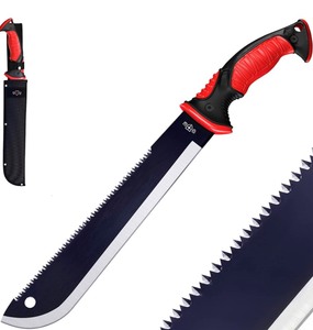 lot 16 image: Grand Way 11 Serrated Blade Machete w Nylon Sheath - Saw Blade Machetes w Non-Slip Rubber Handle