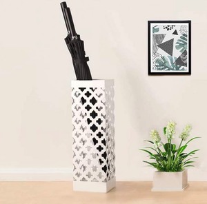 lot 54 image: New ETELI Indoor Umbrella Holder Square Umbrella Stand Rack for Office Home Decor w Drip Tray and Hooks