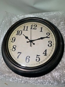 lot 51 image: New 14 Round Rustic Wall Clock, Black-Gold