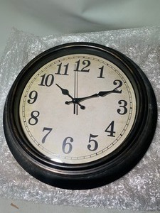 lot 50 image: New 14 Round Rustic Wall Clock, Black-Gold
