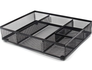 lot 80 image: 3 New Coasdigi Mesh Collection Desk Drawer Organizer Accessories Tray 4 Compartments Multi-use Storage Box, Black