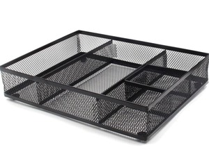 lot 81 image: 3 New Coasdigi Mesh Collection Desk Drawer Organizer Accessories Tray 4 Compartments Multi-use Storage Box, Black