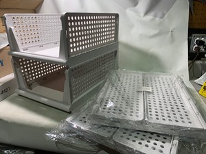 lot 72 image: New 4pc 4-Tier SneakerClothing Collapsable Organizer Baskets 12x16x7