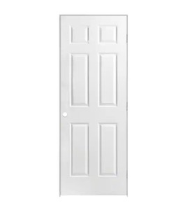 lot 77 image: Masonite 6 Panel 32x80 Right Handed Textured Flat Jamb Interior Door