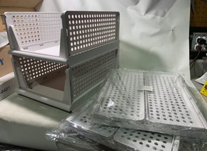 lot 73 image: New 4pc 4-Tier SneakerClothing Collapsable Organizer Baskets 12x16x7