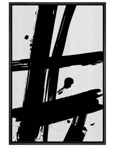 lot 9225 image: SIGNWIN Framed Canvas Print Wall Art Black Ink Paint Stroke Grid Landscape Abstract Shapes Illustrations Modern Art Minimal RelaxCalm Multicolor for Living Room, Bedroom, Office