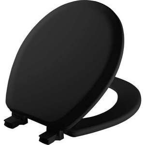lot 9231 image: Mayfair Cameron Round Enameled Wood Toilet Seat in Black with STA-TITE Seat Fastening System and Easy��Clean Hinge