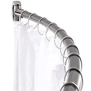 lot 9253 image: Chrsouly Adjustable Curved Shower Rod, 42-74 inches Extra Wide Shower Curtain Rod, Rust proof, Premium Stainless Steel, Curved Shower Curtain Rod for Bathroom, Need to Drill (B093X5F6QK)