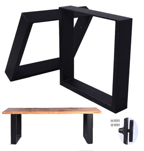 lot 9264 image: Lisuden Metal Bench Legs, DIY Rustic Furniture Legs, Metal Coffee Table Legs, Iron Decory Square Tube 16 inches Black Simple fash Dining Table Leg(16 H�16 W), Set of 2