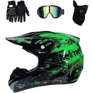 lot 9267 image: TRIPERSON Dirt Bike Off-Road Motocross ATV Motorcycle Helmet for Men Women,Professional Competition Helmet DOT Certified (Green, Large)