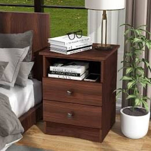 lot 9284 image: Uyihome two-drawer nightstand walnut(unknown hardware)