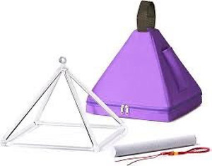 lot 9294 image: CVNC 10 Inch Quartz Crystal Singing Pyramid Healing Musical Instrument  Carry Case Bag Powerful Energy