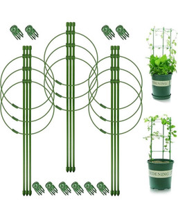 lot 9316 image: Legigo 3 Packs Plant Support Cages Tomato Cage for Garden- 18 Inch Adjustable Garden Cucumber Trellis Plant Stakes, Trellis Support Rings for Climbing Plants, Pots, Indoor Plants