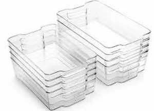 lot 9320 image: BINO  Stackable Plastic Storage Bins - 8 Pack medium and xtra large