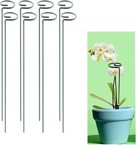 lot 9321 image: 24 Tall, 8 Pieces Plant Stake Support - 3-Inch Diameter Steel Support Stands with Green Plastic Coating - Gardening Brace Sticks for Single Stem Flowers, Amaryllis, Tomatoes, Peony, Lily