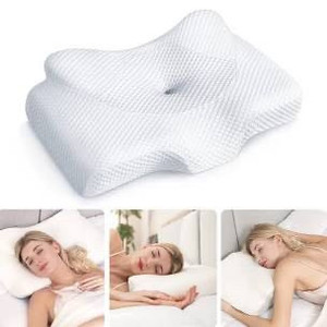 lot 9353 image: Osteo Cervical Pillow for Neck Pain Relief, Hollow Design Odorless Memory Foam Pillows with Cooling Case, Adjustable Orthopedic Bed Pillow for Sleeping, Contour Support for Side Back Stomach Sleepers