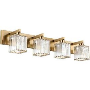 lot 9360 image: Aipsun Bathroom Lighting Fixtures Modern Crystal Vanity Light for Bathroom Brass 4 Light Bathroom Vanity Light (Exclude Bulb)