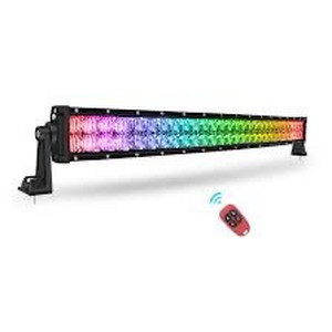 lot 9366 image: RGB LED Light Bar 32 inch Curved Off Road Color Changing Lights Chasing RGB Halo Ring 8 Solid Color with Flashing Modes Flood Combo Beam Waterproof Automotive Work Lights for Trucks Pickup SUV ATV