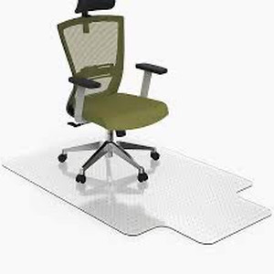 lot 9377 image: 100pointONE Chair Mats for Carpeted Floors - 48 x 36 0.09 Thick Transparent Floor Mats for Flat Low and No Pile Carpet, with Grippers (48 X 36 with Lip)