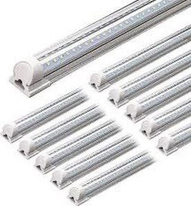 lot 9378 image: Barrina LED Shop Light, 4FT 40W 5000LM 5000K, Daylight White, V Shape, Clear Cover, Hight Output, Linkable Shop Lights, T8 LED Tube Lights, LED Garage Light 4 Foot with Plug, ETL Listed (Pack of 10)