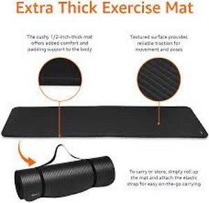 lot 9380 image: Amazon Basics 12-Inch Extra Thick Exercise Yoga Mat - no straps