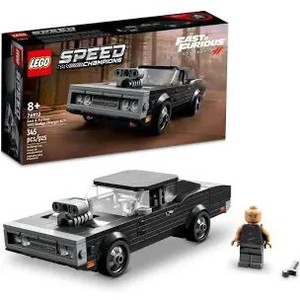 lot 9389 image: LEGO Speed Champions Fast & Furious 1970 Dodge Charger RT 76912, Toy Muscle Car Model Kit for Kids, Collectible Set with Dominic Toretto Minifigure