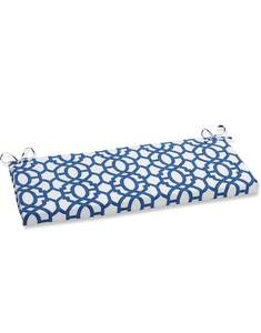 lot 70005 image: Pillow Perfect - 610528 OutdoorIndoor Nunu Geo BenchSwing Cushion, 45 x 18, Ink Blue