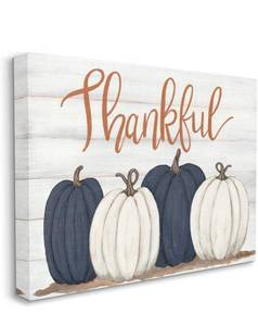lot 70038 image: Autumn Farm Pumpkin Harvest with Thankful Phrase Wall Art, 16 x 20, Off- White