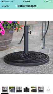 lot 70039 image: Walker Edison Dom Classic Polyresin Round Umbrella Stand with Metal Weave Design, 18 Inch, Black