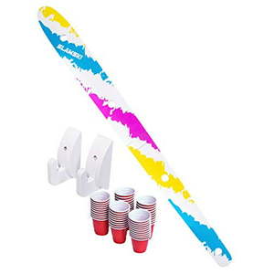 lot 23080 image: P&P Imports LLC GoPong Slamski  Retro 4 Person Drinking Ski with 50 Plastic Shot Glasses
