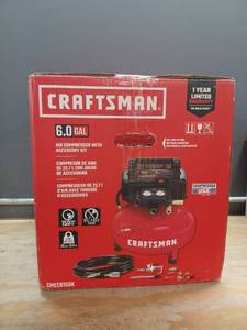 lot 23084 image: CRAFTSMAN Air Compressor, 6 Gallon, Pancake, Oil-Free - Hose & Accessories Not Included