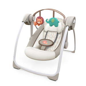 lot 23088 image: Ingenuity Soothe n Delight 6-Speed Portable Baby Swing with Music - Cozy Kingdom (Unisex)