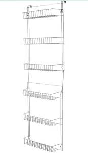 lot 23119 image: Lavish Home (White) 6-Tier Adjustable Pantry Shelves and Door Rack for Home Organization and Storage,19x5 x (H) 56-64