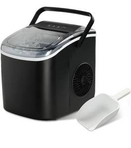 lot 23131 image: Simple Deluxe Ice Maker Machine for Countertop, 9 Ice Cubes Ready in 6 Mins, 26lbs Ice24Hrs, Portable Ice Machine with Scoop & Basket, Self-Clean, for Home Kitchen Office Bar Party, Black (HZB-12H)