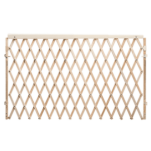 lot 23140 image: Evenflo Expansion Walk-Thru Swing-Wide Room Divider Retractable Baby Gate One-Hand Latch Hardware Mount For Use with Infants Toddlers & Pets 24 - 60 Natural Wood