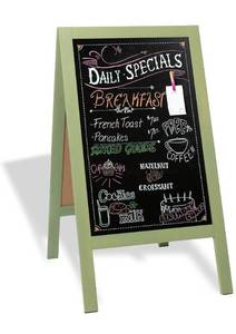lot 23143 image: Wooden A-Frame Sign with Eraser & Chalk - 40 x 20 Inches Magnetic Sidewalk Chalkboard �� Sturdy Freestanding Sage Sandwich Board Menu Display for Restaurant, Business Or Wedding