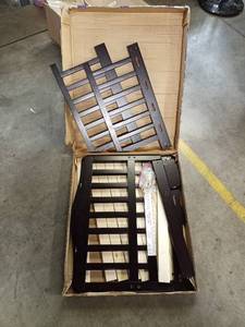 lot 34439 image: Full Size Toddler Crib Dark Wood With Bed Slats For Under Mattress