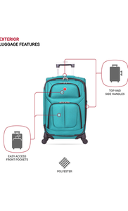 lot 34455 image: Softside Expandable Roller Luggage, Teal, Carry-On 21-Inch