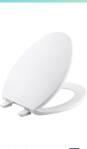 lot 34456 image: Brevia Elongated White Toilet Seatwith Quick-Release Hinges And Quick-Attach Hardware For Easy Clean
