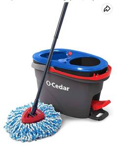 lot 61004 image: O-Cedar EasyWring RinseClean Microfiber Spin Mop & Bucket Floor Cleaning System, Grey