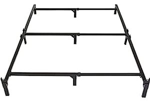 lot 61019 image: Amazon Basics Metal Bed Frame, 9-Leg Base for Box Spring and Mattress - Full, 74.5 x 53.5-Inches, Tool-Free Easy Assembly (B07D4BHP6T)
