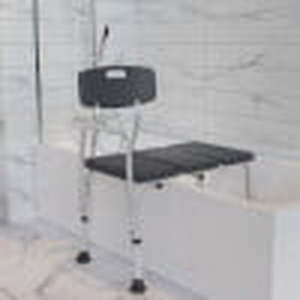 lot 61022 image: Flash Furniture HERCULES Series 300 Lb. Capacity Adjustable Gray Bath & Shower Transfer Bench with Back and Side Arm