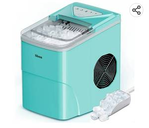 lot 61074 image: Silonn Ice Makers Countertop, 9 Cubes Ready in 6 Mins, 26lbs in 24Hrs, Self-Cleaning Ice Machine with Ice Scoop and Basket, 2 Sizes of Bullet Ice for Home Kitchen Office Bar Party