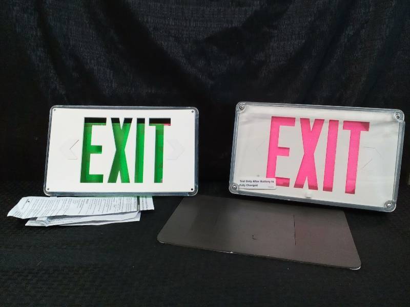 lot 255 image: Crouse-Hinds Exit Sign White Housing RED LED Self-Powered