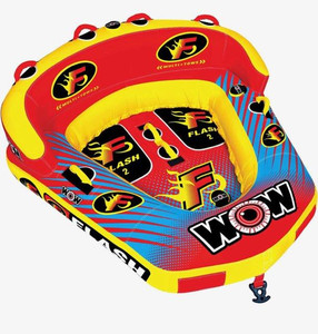 lot 17607 image: WOW World of Watersports Flash Cockpit 1 or 2 Person Inflatable Towable Cockpit Tube for Boating  17-1080 Retail $200