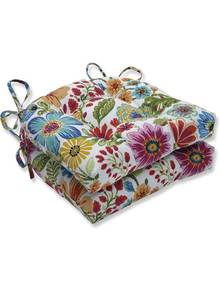 lot 17633 image: Pillow Perfect OutdoorIndoor Gregoire Prima Reversible Chair Pads, 15.5 x 16, Floral, 2 Pack