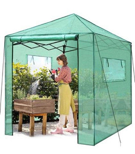lot 17649 image: Elevens 8x 8 Portable Walk-in Greenhouse for Outdoor & Indoor, Easy to Assemble Pop up Grow Greenhouses with Sturdy PE Cover and Roll-Up Windows & Door for Flowers, Fruits, Herbs Growing
